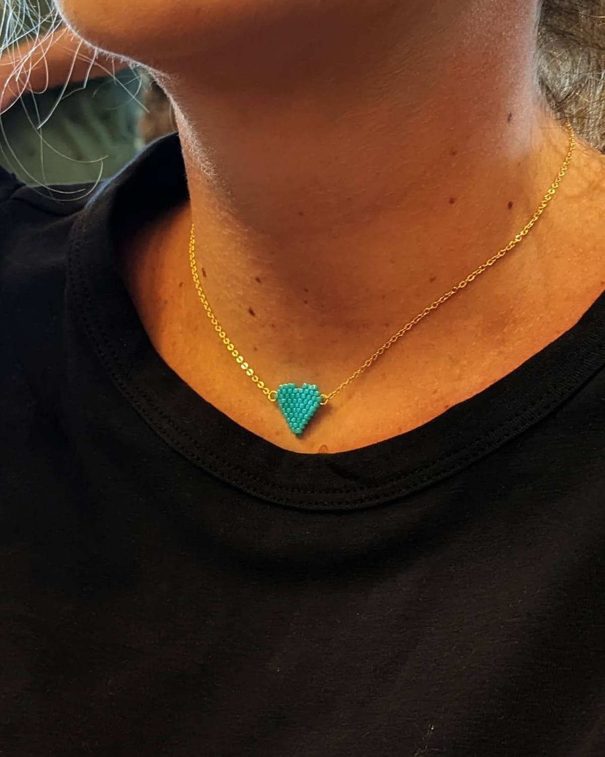 Cadena Corazón, tejido a mano en miyuki