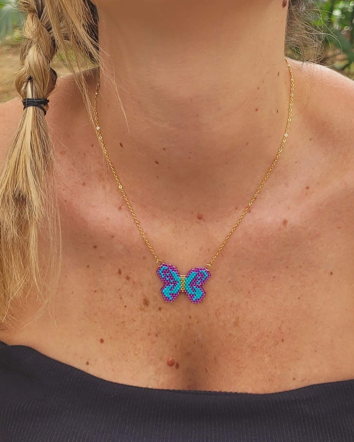 Cadena Mariposa, collares tejido a mano en miyuki