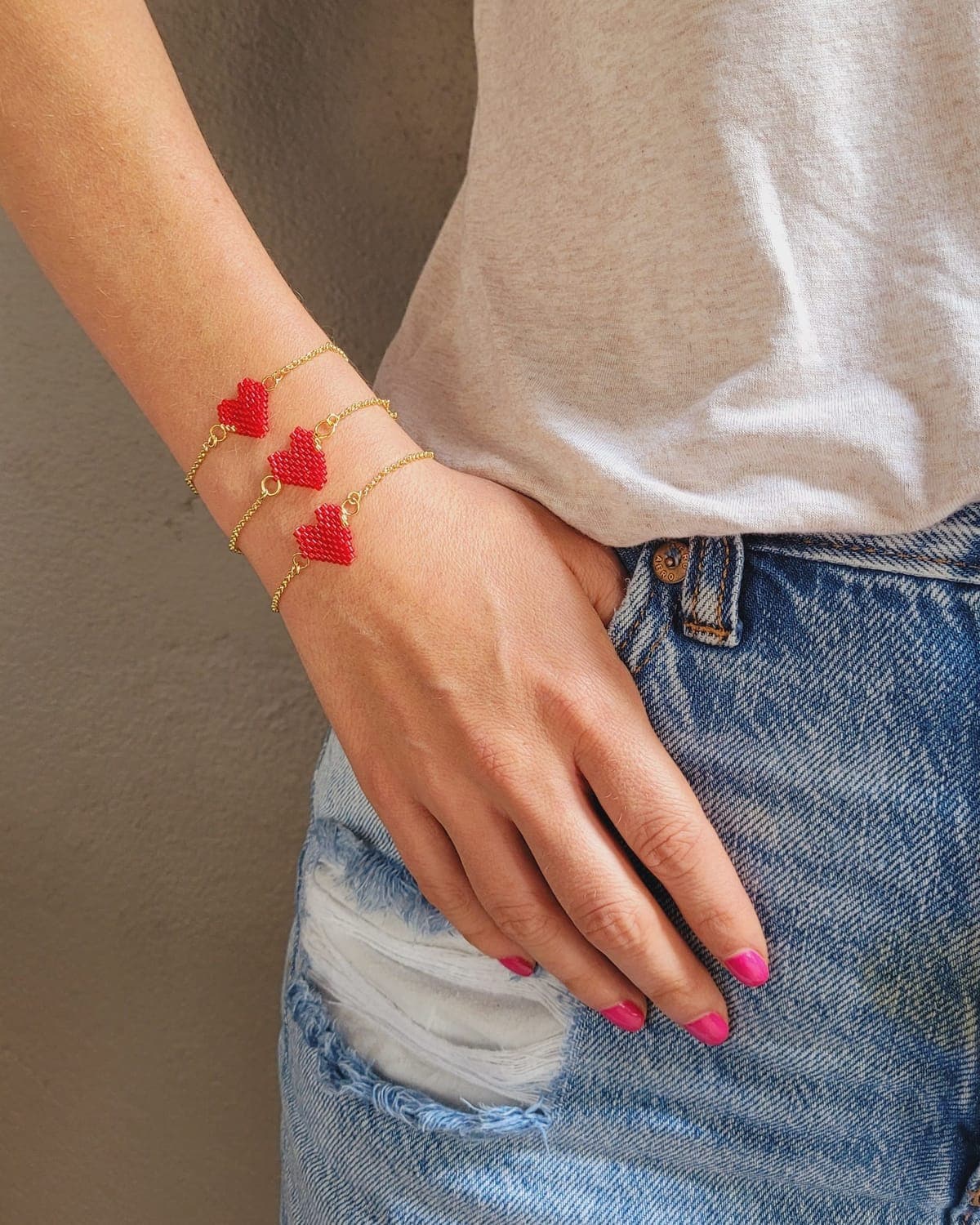 Pulsera Corazón, pulseras tejido a mano en miyuki