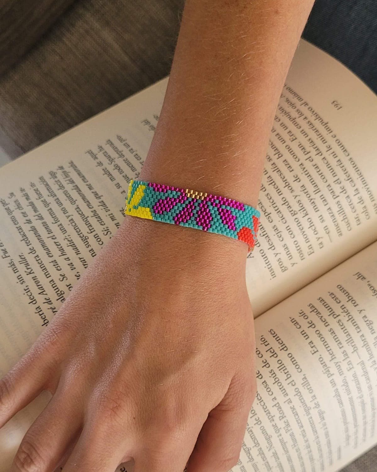 Pulsera Floral, pulseras tejido a mano en miyuki