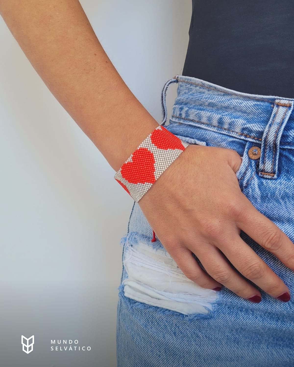 Pulsera Maxi Corazones, pulseras tejido a mano en miyuki